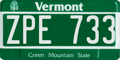 VT license plate ZPE733