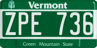 VT license plate ZPE736