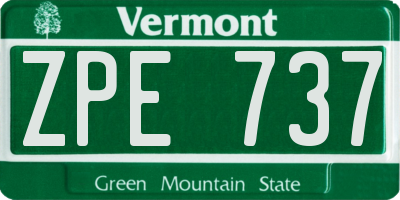 VT license plate ZPE737