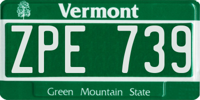 VT license plate ZPE739