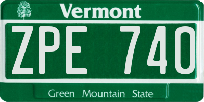 VT license plate ZPE740