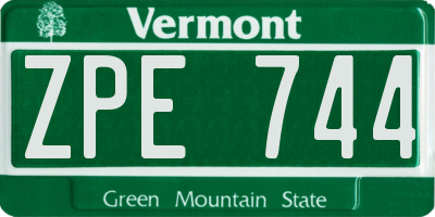 VT license plate ZPE744