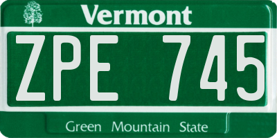 VT license plate ZPE745