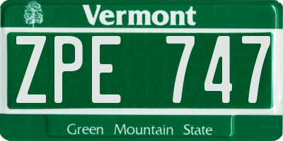 VT license plate ZPE747