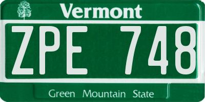 VT license plate ZPE748