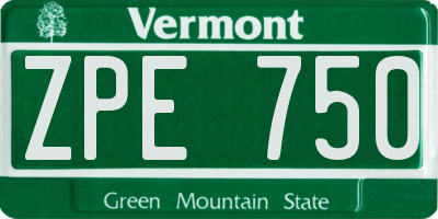 VT license plate ZPE750
