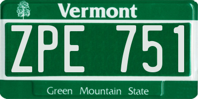 VT license plate ZPE751