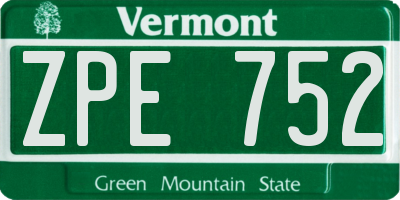 VT license plate ZPE752