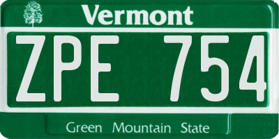 VT license plate ZPE754