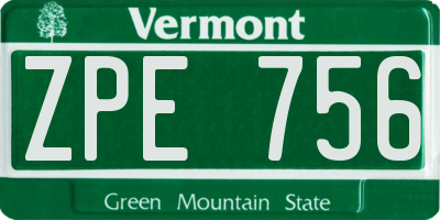 VT license plate ZPE756