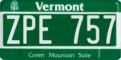 VT license plate ZPE757