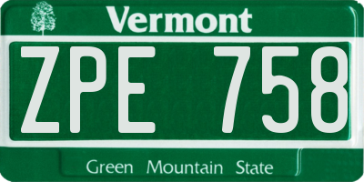VT license plate ZPE758
