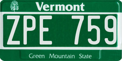 VT license plate ZPE759