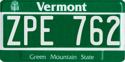 VT license plate ZPE762
