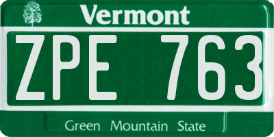 VT license plate ZPE763