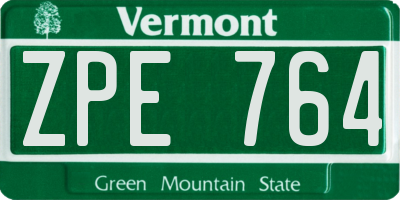 VT license plate ZPE764