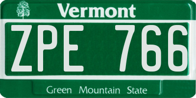 VT license plate ZPE766