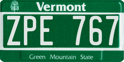 VT license plate ZPE767