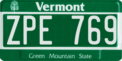 VT license plate ZPE769