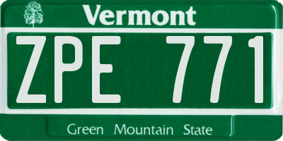 VT license plate ZPE771