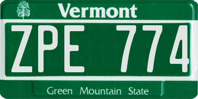 VT license plate ZPE774