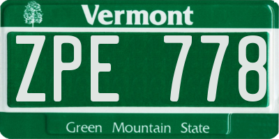 VT license plate ZPE778