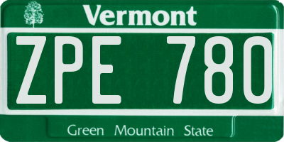 VT license plate ZPE780