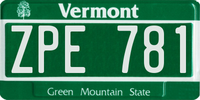 VT license plate ZPE781