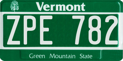 VT license plate ZPE782