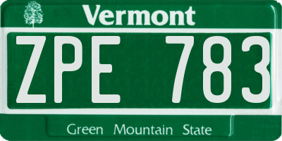 VT license plate ZPE783