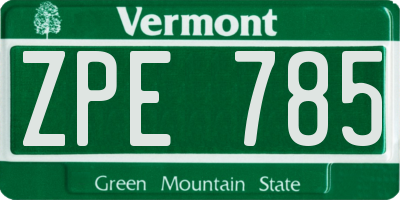 VT license plate ZPE785