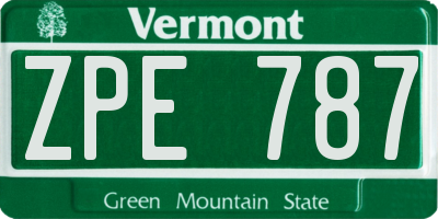 VT license plate ZPE787