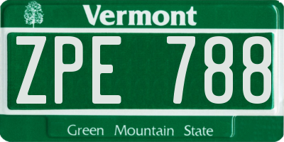 VT license plate ZPE788