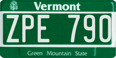 VT license plate ZPE790
