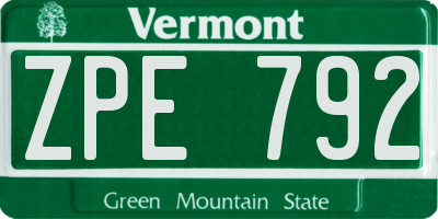 VT license plate ZPE792