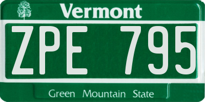 VT license plate ZPE795