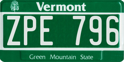 VT license plate ZPE796