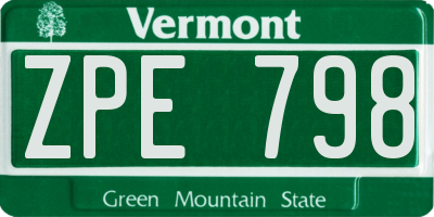VT license plate ZPE798