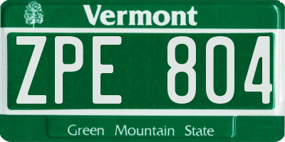 VT license plate ZPE804