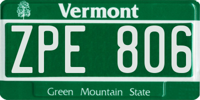 VT license plate ZPE806