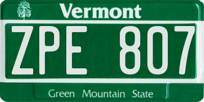 VT license plate ZPE807