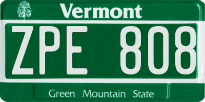VT license plate ZPE808