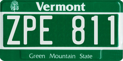 VT license plate ZPE811