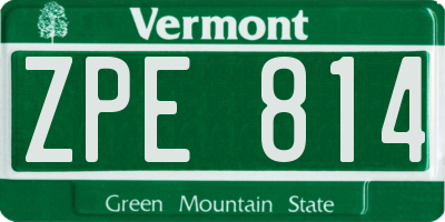 VT license plate ZPE814