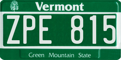 VT license plate ZPE815