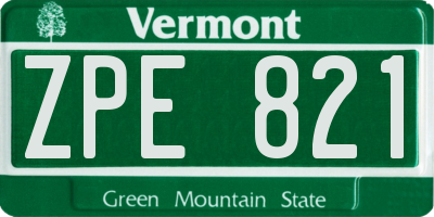 VT license plate ZPE821