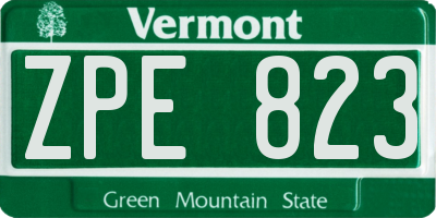 VT license plate ZPE823