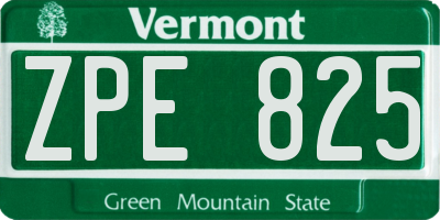 VT license plate ZPE825