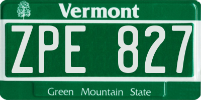 VT license plate ZPE827