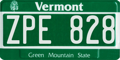 VT license plate ZPE828